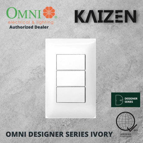 Omni Designer Series IVORY 1 Way 3 Way Switch Set 16A (1GANG, 2GANG, 3GANG)