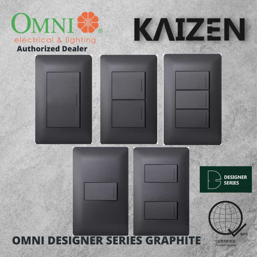 Omni Designer Series GRAPHITE 1 Way 3 Way Switch Set 16A (1GANG, 2GANG, 3GANG)