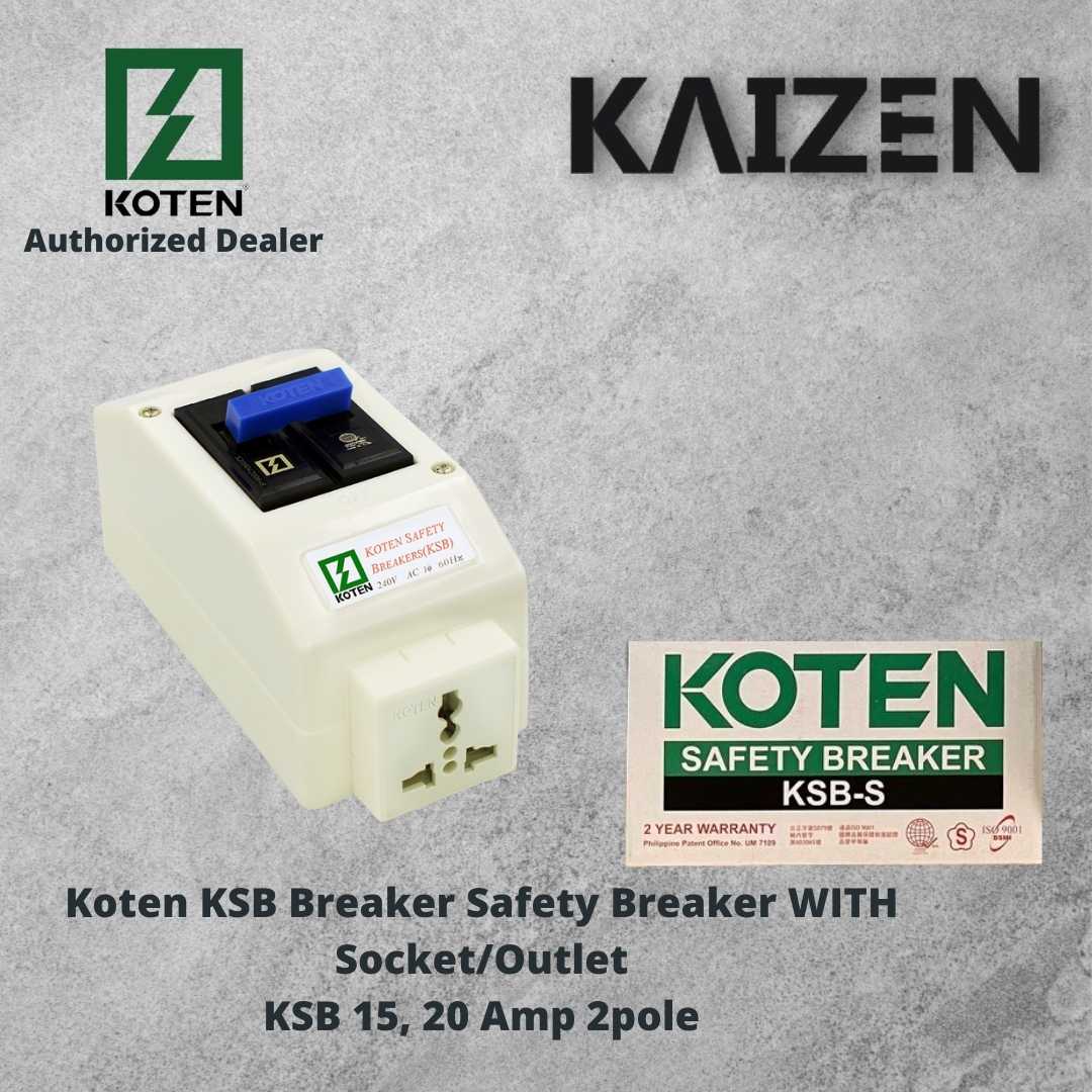 Koten Circuit Breaker 2Pole Safety Breaker KSB-S with Outlet