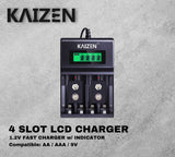 Kaizen 4 Slot Fast Charger with LCD Indicator for AA / AAA / 9V