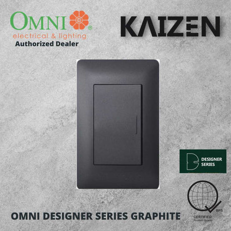 Omni Designer Series GRAPHITE 1 Way 3 Way Switch Set 16A (1GANG, 2GANG, 3GANG)