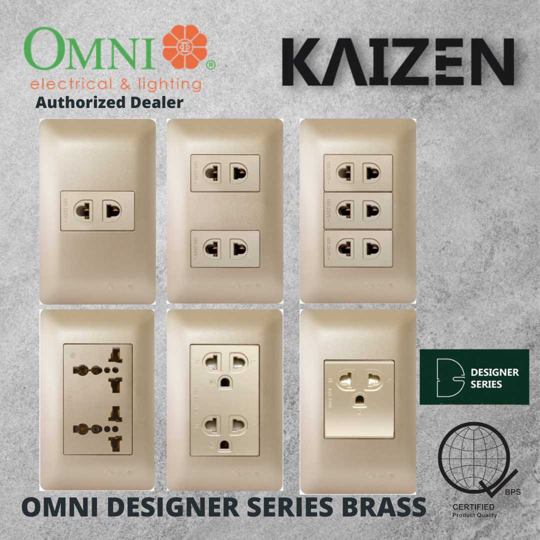 Omni Designer Series BRASS Universal Outlet Sets (1GANG, 2GANG, 3GANG, DUPLEX, AIRCON TANDEM)