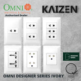 Omni Designer Series IVORY Universal Outlet Sets (1GANG, 2GANG, 3GANG, DUPLEX, AIRCON TANDEM)