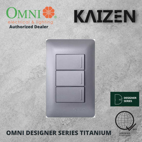 Omni Designer Series TITANIUM 1 Way 3 Way Switch Set 16A (1GANG, 2GANG, 3GANG)
