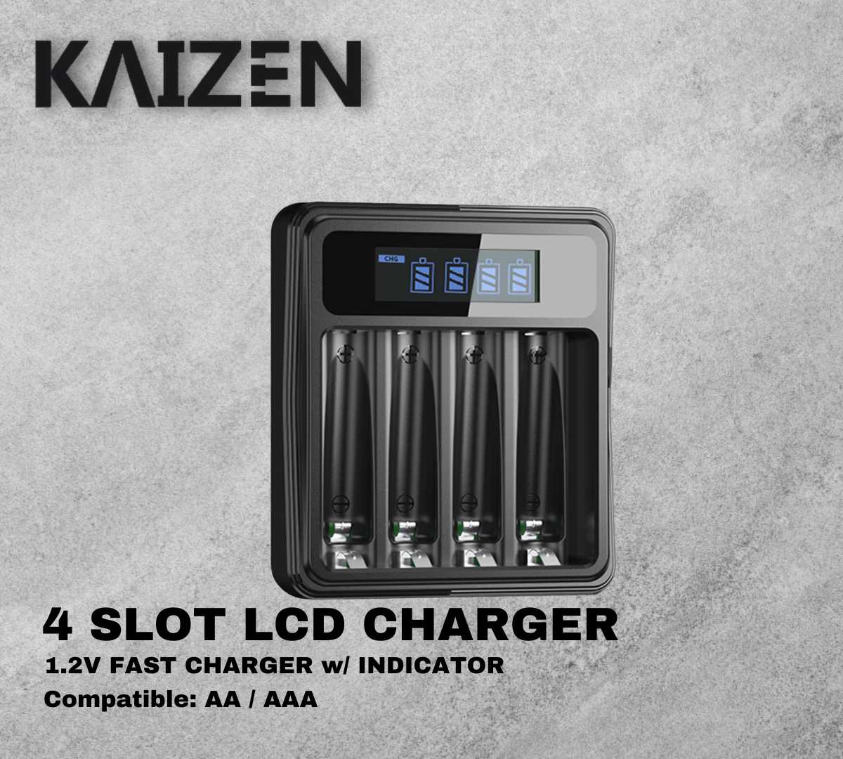 Kaizen 4 Slot Fast Charger AA/AAA Battery with LCD