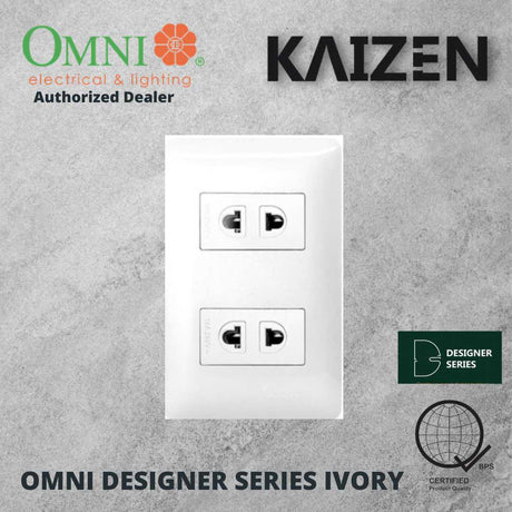 Omni Designer Series IVORY Universal Outlet Sets (1GANG, 2GANG, 3GANG, DUPLEX, AIRCON TANDEM)