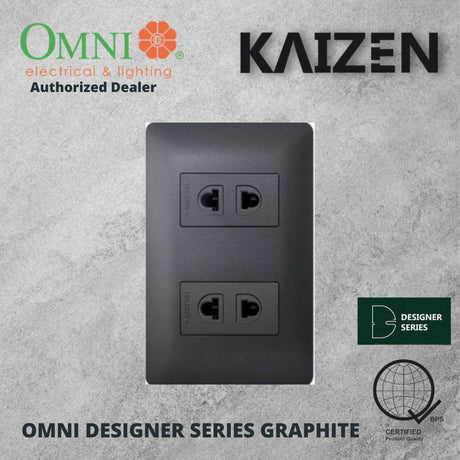 Omni Designer Series GRAPHITE Universal Outlet Sets (1GANG, 2GANG, 3GANG, DUPLEX, AIRCON TANDEM)