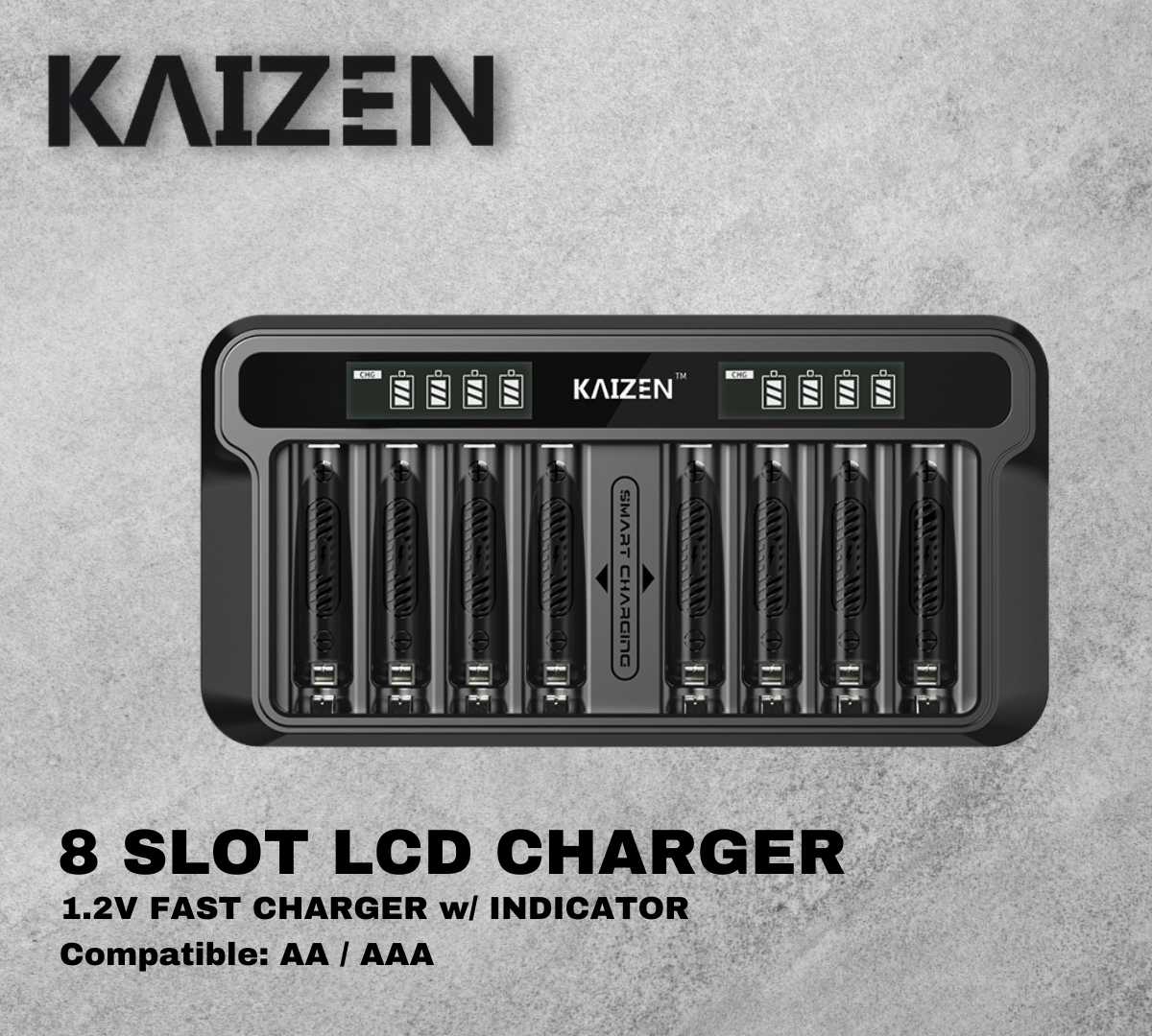 Kaizen 8 Slot Fast Charger AA/AAA Battery with LCD