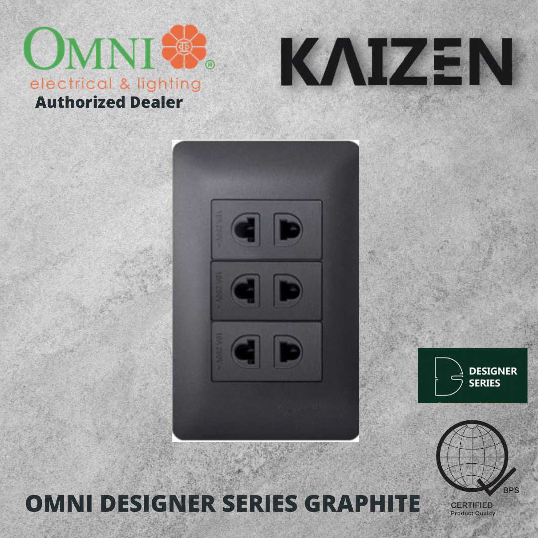 Omni Designer Series GRAPHITE Universal Outlet Sets (1GANG, 2GANG, 3GANG, DUPLEX, AIRCON TANDEM)