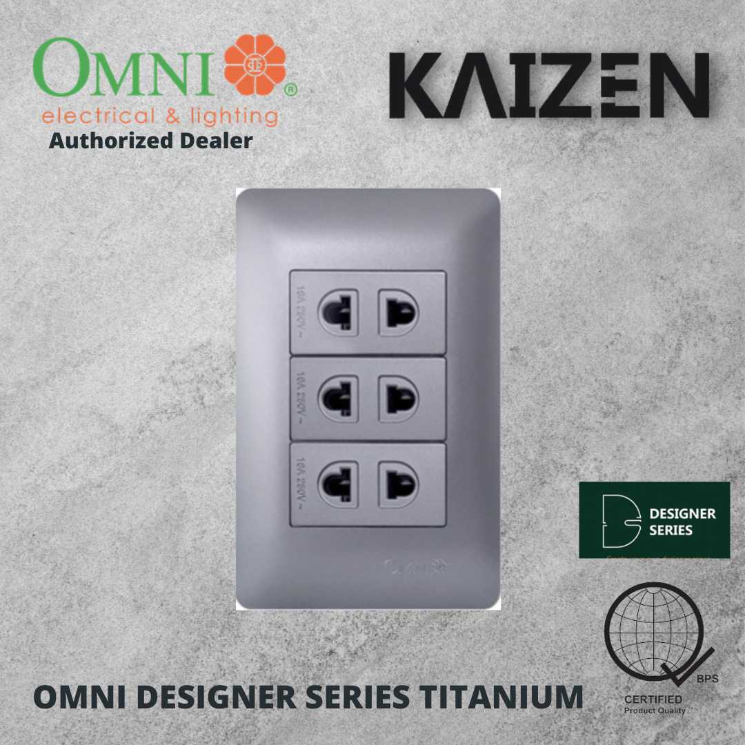 Omni Designer Series TITANIUM Universal Outlet Sets (1GANG, 2GANG, 3GANG, DUPLEX, AIRCON TANDEM)