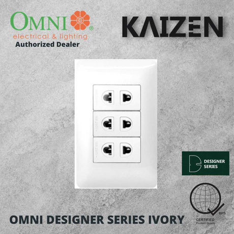 Omni Designer Series IVORY Universal Outlet Sets (1GANG, 2GANG, 3GANG, DUPLEX, AIRCON TANDEM)