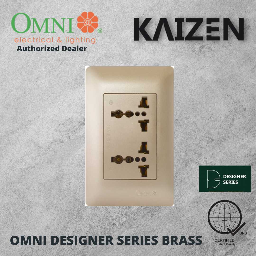 Omni Designer Series BRASS Universal Outlet Sets (1GANG, 2GANG, 3GANG, DUPLEX, AIRCON TANDEM)