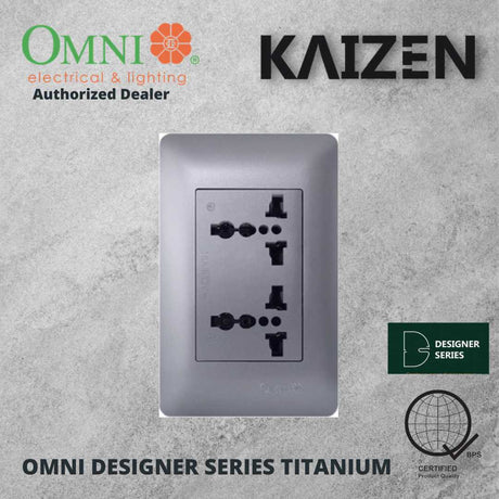 Omni Designer Series TITANIUM Universal Outlet Sets (1GANG, 2GANG, 3GANG, DUPLEX, AIRCON TANDEM)