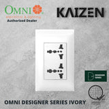 Omni Designer Series IVORY Universal Outlet Sets (1GANG, 2GANG, 3GANG, DUPLEX, AIRCON TANDEM)