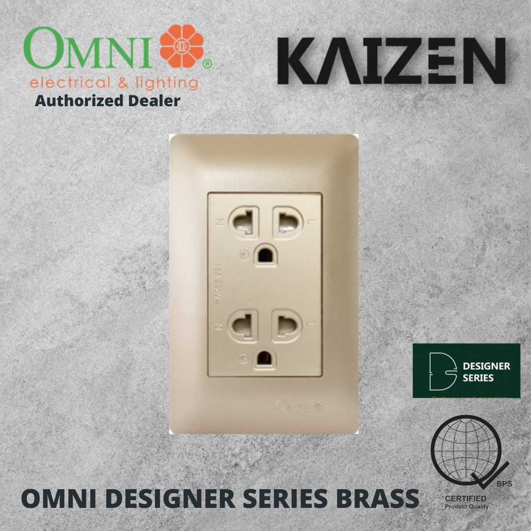 Omni Designer Series BRASS Universal Outlet Sets (1GANG, 2GANG, 3GANG, DUPLEX, AIRCON TANDEM)