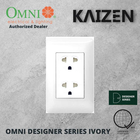 Omni Designer Series IVORY Universal Outlet Sets (1GANG, 2GANG, 3GANG, DUPLEX, AIRCON TANDEM)