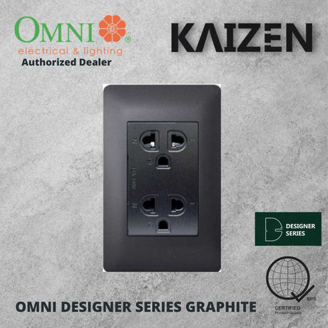 Omni Designer Series GRAPHITE Universal Outlet Sets (1GANG, 2GANG, 3GANG, DUPLEX, AIRCON TANDEM)