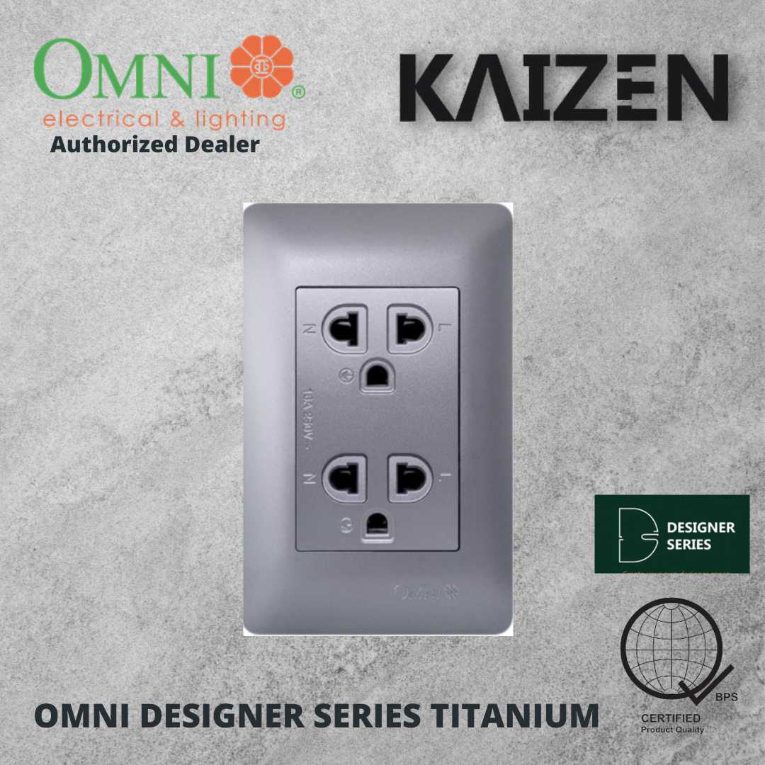 Omni Designer Series TITANIUM Universal Outlet Sets (1GANG, 2GANG, 3GANG, DUPLEX, AIRCON TANDEM)