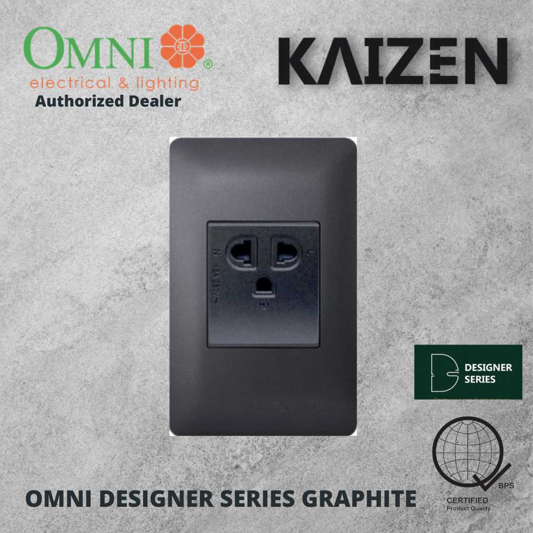 Omni Designer Series GRAPHITE Universal Outlet Sets (1GANG, 2GANG, 3GANG, DUPLEX, AIRCON TANDEM)