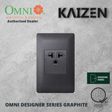 Omni Designer Series GRAPHITE Universal Outlet Sets (1GANG, 2GANG, 3GANG, DUPLEX, AIRCON TANDEM)