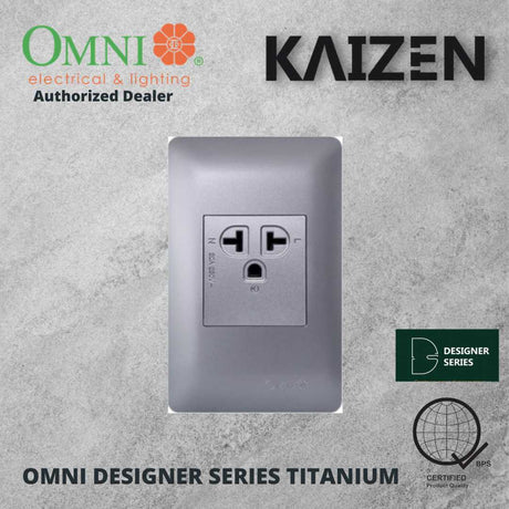 Omni Designer Series TITANIUM Universal Outlet Sets (1GANG, 2GANG, 3GANG, DUPLEX, AIRCON TANDEM)