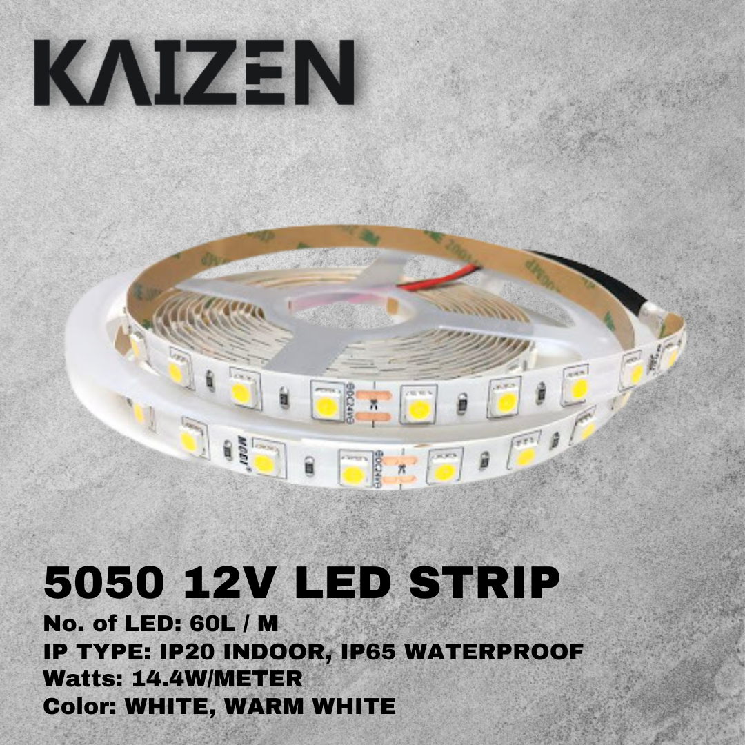 Kaizen 12V 60L 5050 LED Strip Light 14.4W/m IP20 IP65