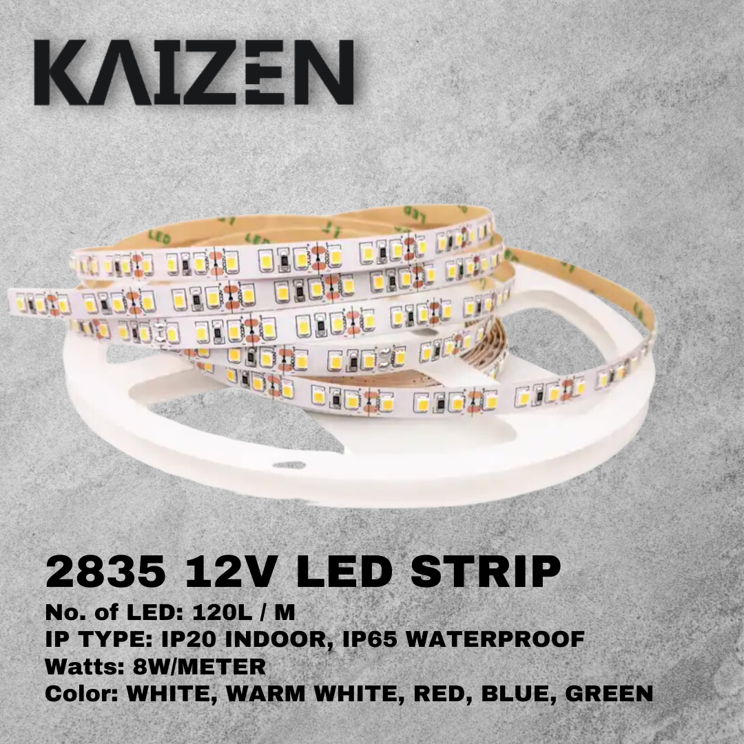 Kaizen 12V 120L 2835 LED Strip Light 12W/m IP20 IP65