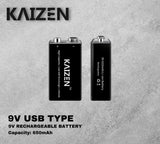 Kaizen Pro Series 9V USB 650mAh Rechargeable Battery