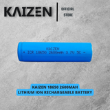 Kaizen 3.7V 18650 2600mAh 15A Rechargeable Battery (2pc) Lithium Ion Battery