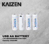 Kaizen USB Lithium AA 2400mWh Rechargeable Battery 1.5V