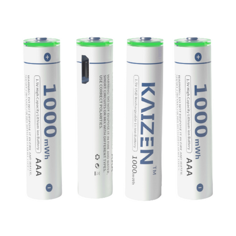 Kaizen USB Lithium AAA 1000mWh Rechargeable Battery 1.5V
