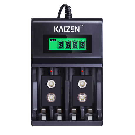 Kaizen 4 Slot Fast Charger with LCD Indicator for AA / AAA / 9V