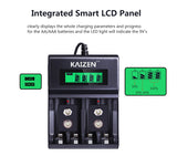 Kaizen 4 Slot Fast Charger with LCD Indicator for AA / AAA / 9V